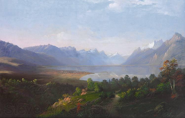 August Ludwig Erhard Boll Blick auf den Genfer See Spain oil painting art